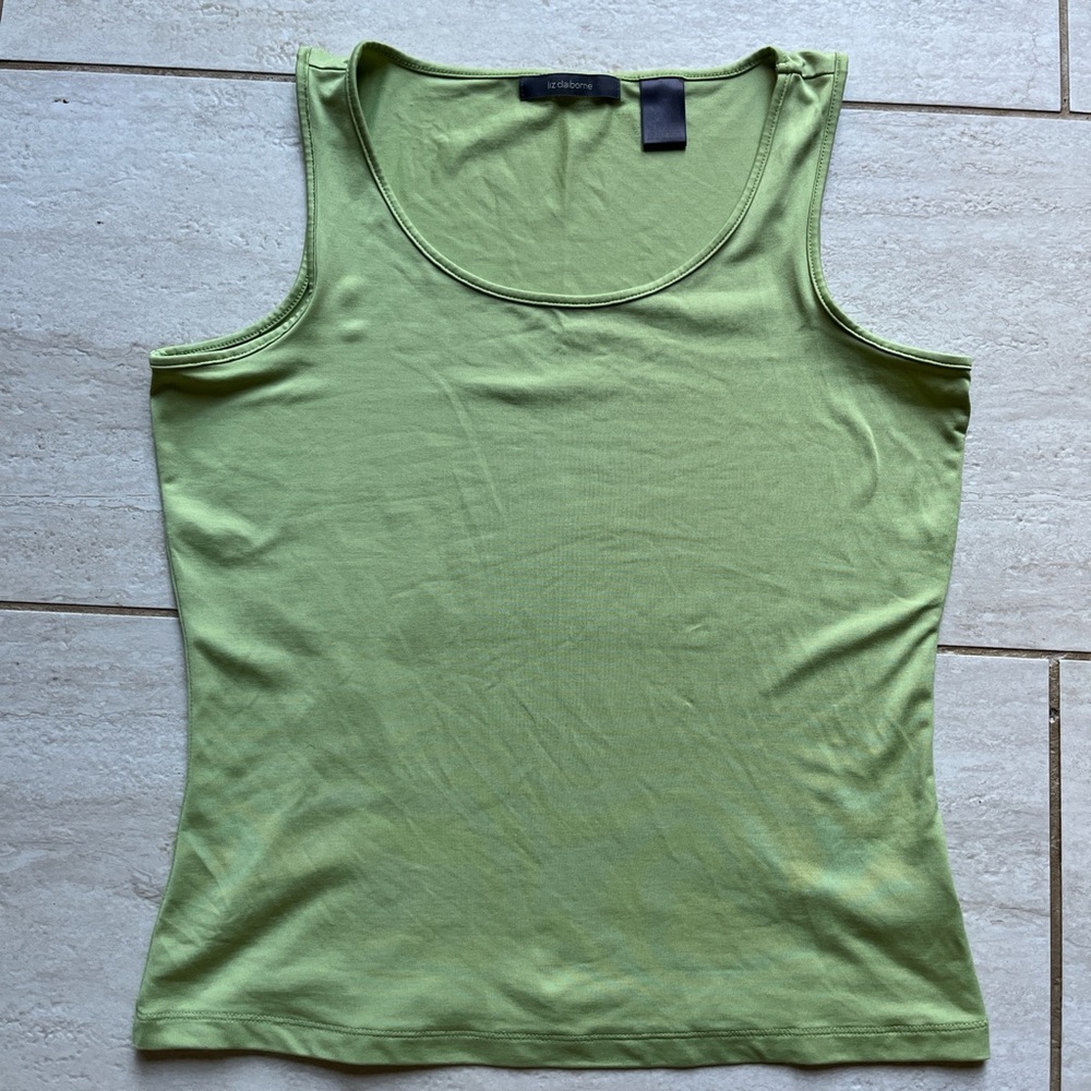 Y2K Chartreuse Lime Green Stretch Tank Top Minimalist 90s Size S